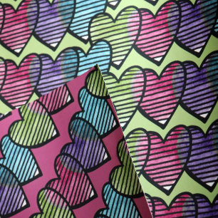 Herzliebhaber niedlicher Retro-Valentinstag Geschenkpapier Set