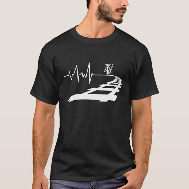 Herzline Bahnübergang Züge Geschenk für die Eisenb T-Shirt (Vorderseite)
