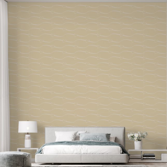 Herzlinks, Light Grau auf Light Peach Soft Orange Tapete (Schlafzimmer)