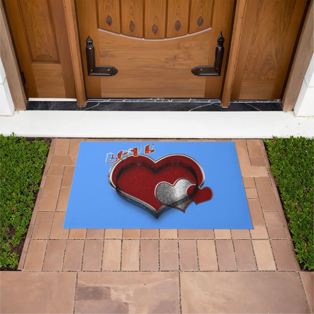 Herzmagic Door Mat mit hellblauem Hintergrund Fußmatte (Außenbereich)