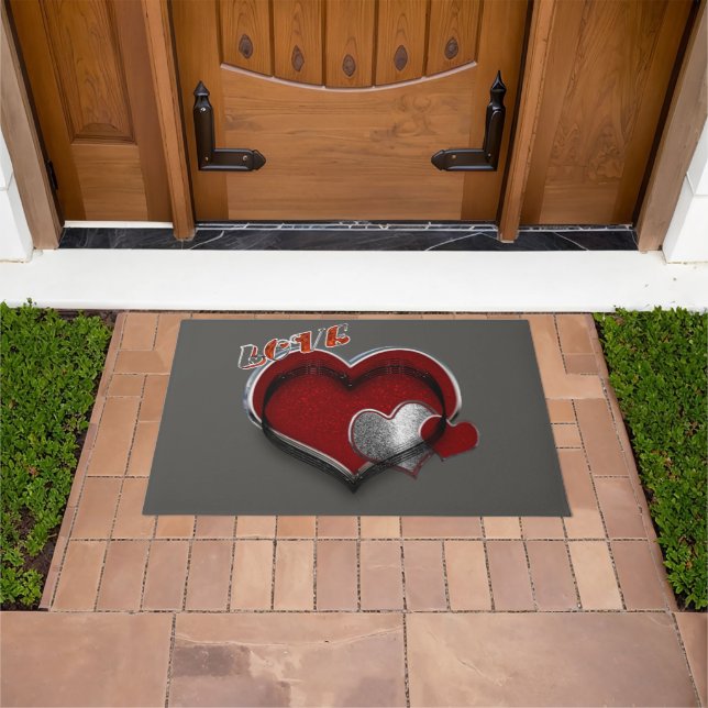 Herzmagic Door Mat mit Kohle Hintergrund Fußmatte (Außenbereich)