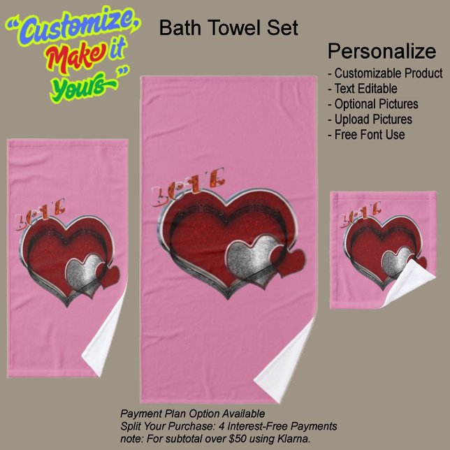 Herzmagic Pink Set Handtuchhandtuch (Heart Magic Bathroom Towel Set Featuring a Pink Background.)
