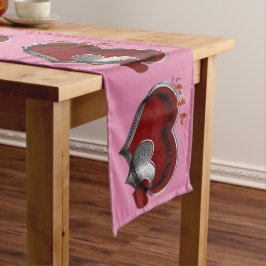 Herzmagic Pink Tischleinen Großer Tischläufer