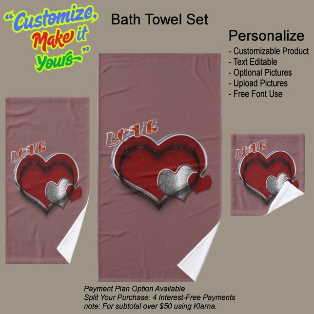 Herzmagisches Rost Set Handtuch (Heart Magic Bathroom Towel Set Featuring a Rust Background.)