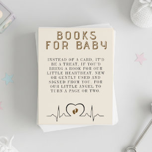 Herzmonitor Braun Baby Shower Buchanfrage Begleitkarte