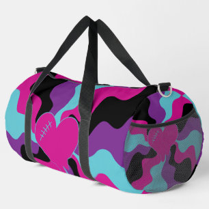 Herzmuskel - rosa, Lila, blau und schwarz Duffle Bag