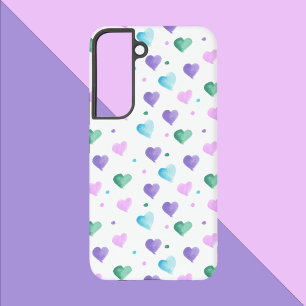 Herzmuster Aquarell Rosa Lila Blau Grün Samsung Galaxy Hülle