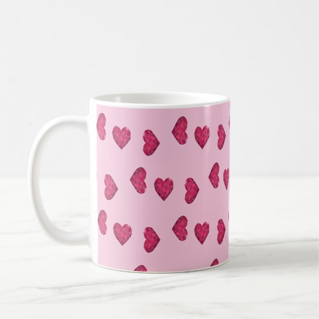 Herzmuster aus rosa Kristallen Kaffeetasse (Links)