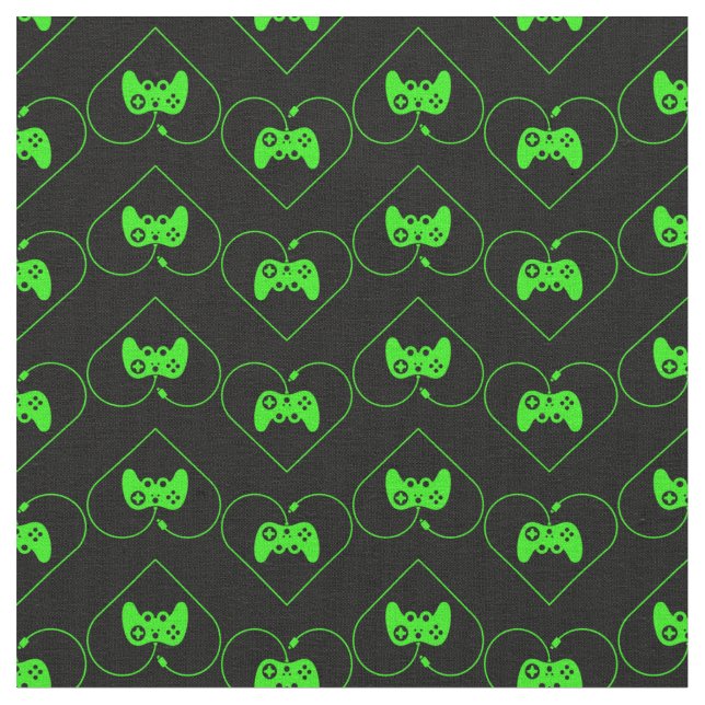Herzmuster des Green Video Game Controllers Stoff (Nahaufnahme)