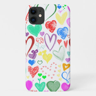 Herzmuster, farbenfrohe Herzen, Herzmuster iPhone 11 Hülle