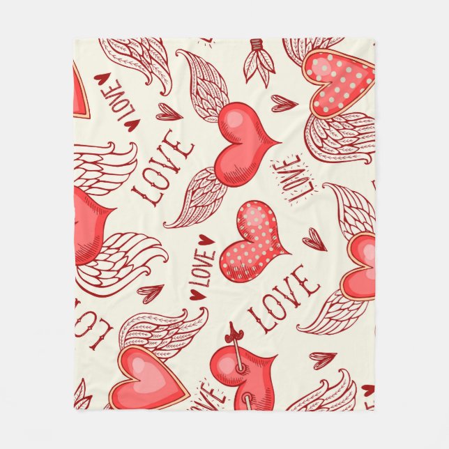 Herzmuster für Valentinstag Fleecedecke (Vorderseite)