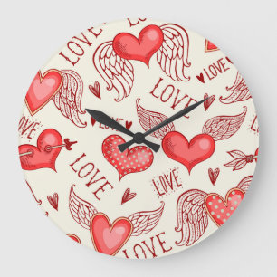 Herzmuster für Valentinstag Große Wanduhr