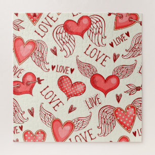 Herzmuster für Valentinstag Puzzle