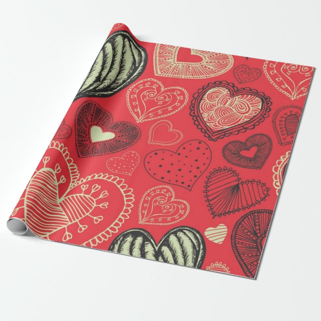 Herzmuster Geschenkpapier (Ungerollt)