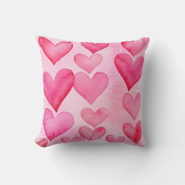 Herzmuster hübsches rosa und rotes Wasserfarbenher Kissen