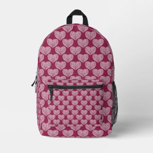 Herzmuster im Burgundy-Backpack Bedruckter Rucksack