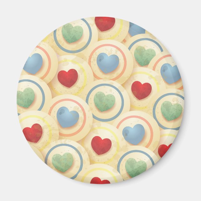 Herzmuster im Vintagen Stil Magnet (Vorne)