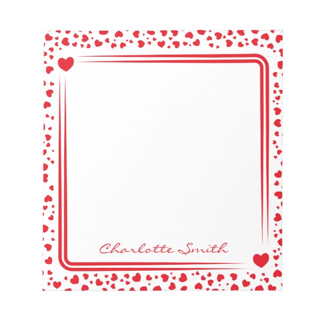 Herzmuster individueller Name Valentinsgeschenk Notizblock (Vorderseite)