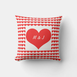 Herzmuster Monogram Initials Valentine's Geschenk Kissen