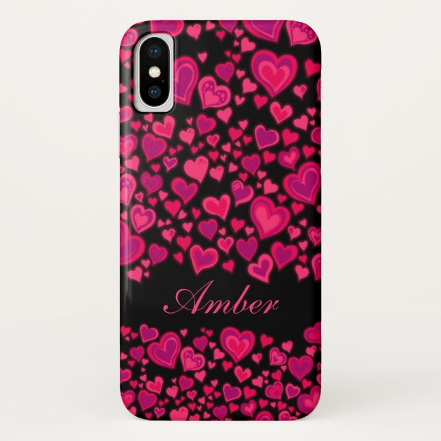 Herzmuster-Pink u. -SCHWARZES nannten iphone Fall Case-Mate iPhone Hülle (Rückseite)