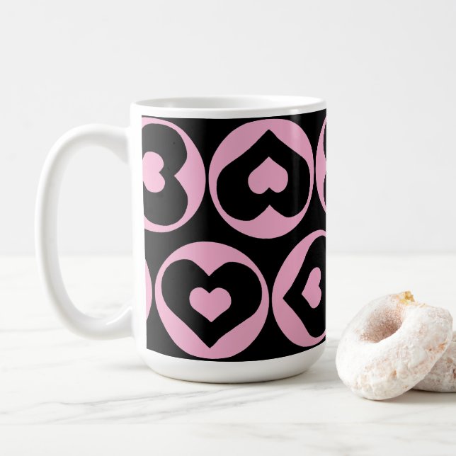 Herzmuster Rosa Liebe Graphic Bold Kaffeetasse (Mit Donut)