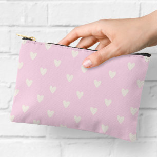 Herzmuster Rosa und Creme Druck Zubehörtasche