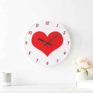 Herzmuster Rot Weiß Süßes Valentinstag Geschenk Große Wanduhr