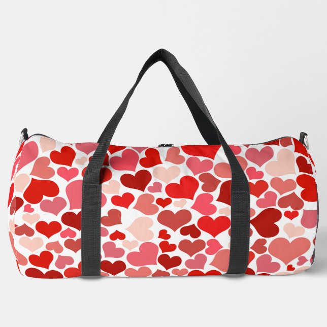 Herzmuster, rote Herzen, Liebe Duffle Bag (Vorderseite)