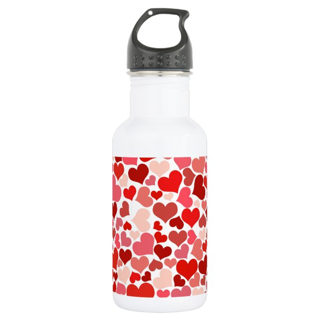 Herzmuster, rote Herzen, Liebe Edelstahlflasche (Vorderseite)