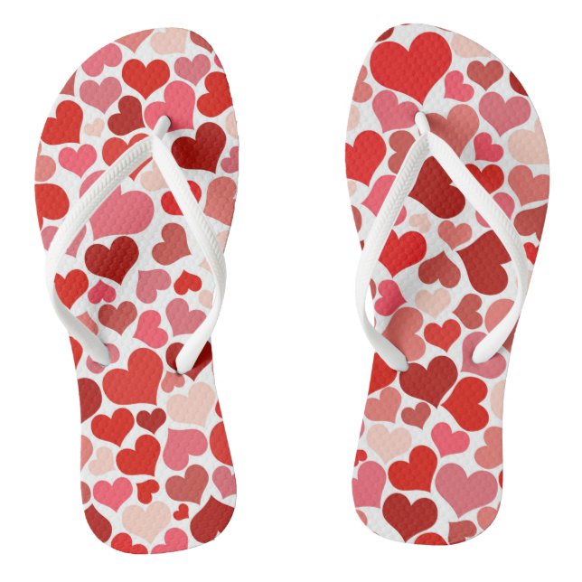 Herzmuster, rote Herzen, Liebe Flip Flops (Fußbett)