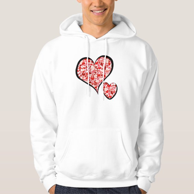 Herzmuster, rote Herzen, Liebe Hoodie (Vorderseite)