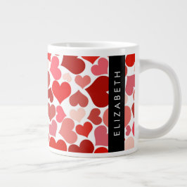 Herzmuster, rote Herzen, Liebe, Ihr Name Jumbo-Tasse