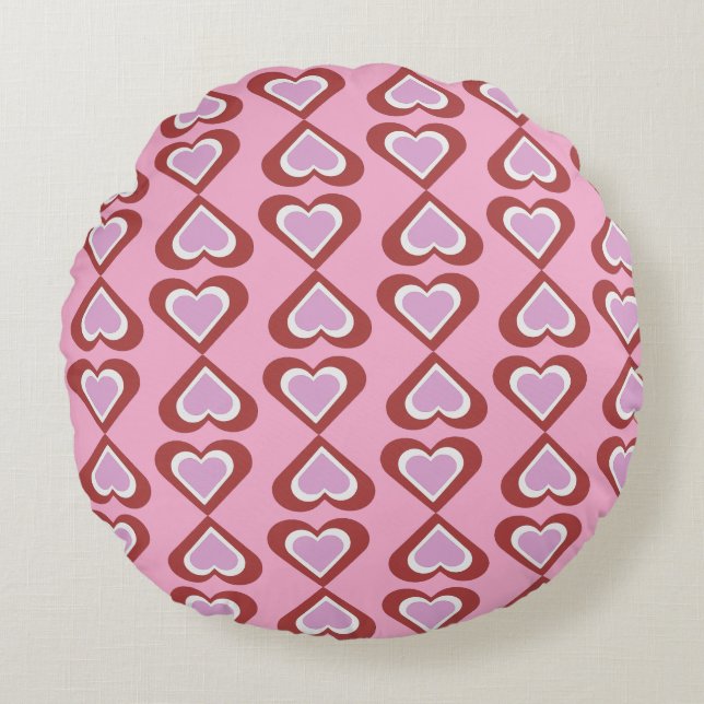 Herzmuster Rundes Kissen (Vorderseite)