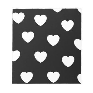 Herzmuster Schwarz und Weiß Notizblock