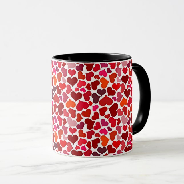 Herzmuster Stilvoll Modern Rosa Rot Chic Tasse (VorderseiteRechts)