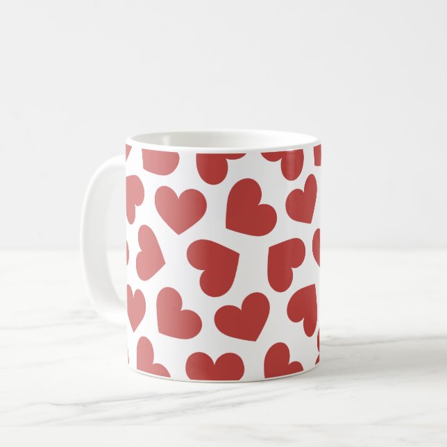 Herzmuster Stilvoll Modern Weiß Rot Chic Kaffeetasse (Vorderseite Links)