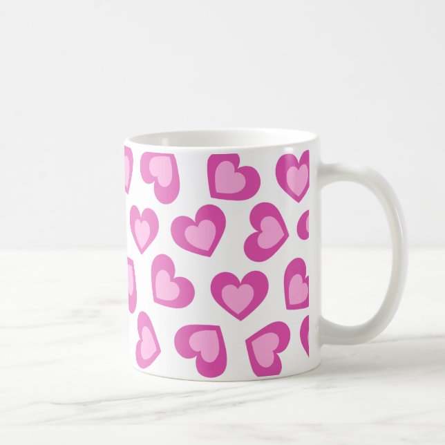 Herzmuster Stylisch Modern Weiß Rosa Chic Kaffeetasse (Rechts)