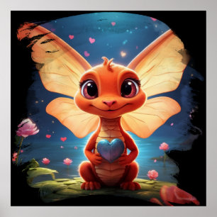 *~* Herzmythischer Niedlicher Baby Dragon AP48 Poster