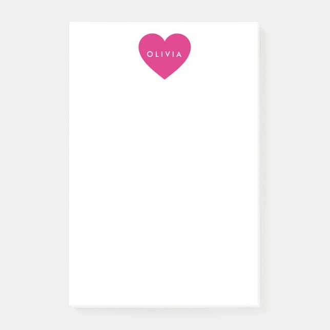 Herzname Personalisiert Post-it Klebezettel (Vorderseite)