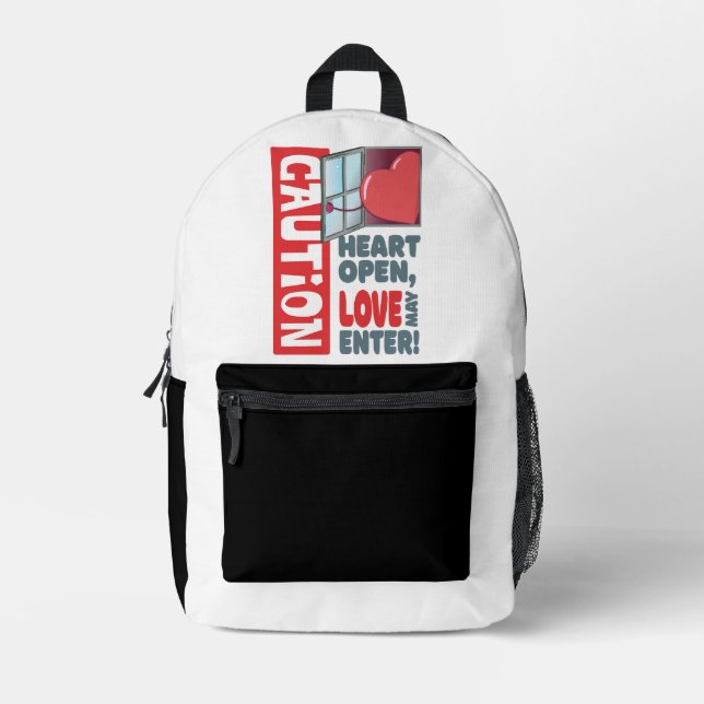 Herzöffnen, Liebe kann eintreten (Valentinstag) Bedruckter Rucksack (Vorderseite)