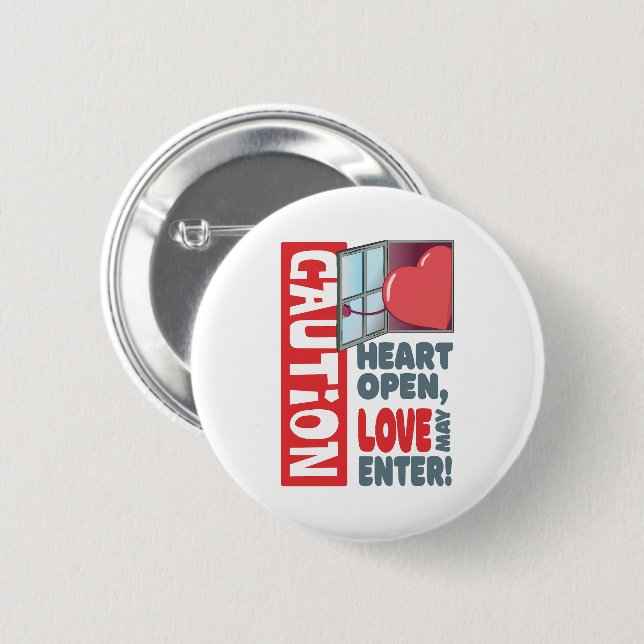 Herzöffnen, Liebe kann eintreten (Valentinstag) Button (Vorne & Hinten)
