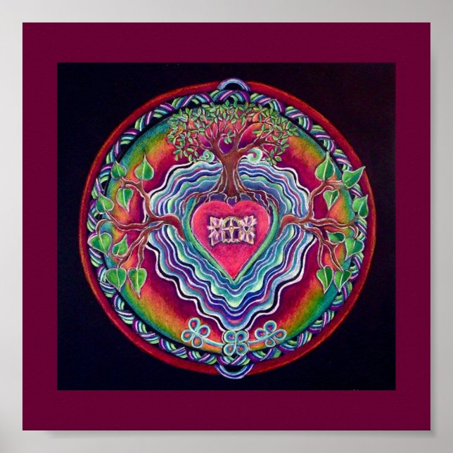 Herzöffnen Mandala Print Poster (Vorne)