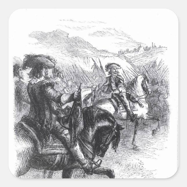 Herzog von Monmouth Advancing über Taunton Quadratischer Aufkleber (Vorderseite)