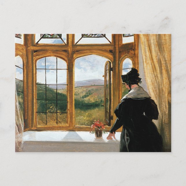 Herzogin von Abercorn mit Ausblick aus einem Fenst Postkarte (Vorderseite)