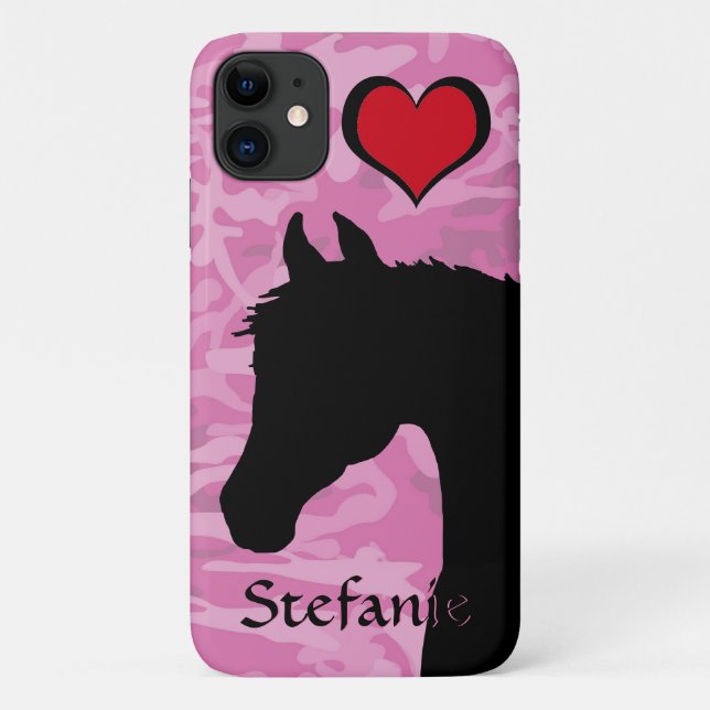 Herzpferd (rosa Camouflage) Case-Mate iPhone Hülle (Rückseite)