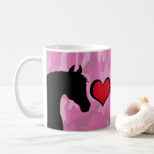 Herzpferd (rosa Camouflage) Kaffeetasse