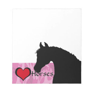 Herzpferd (rosa Camouflage) Notizblock