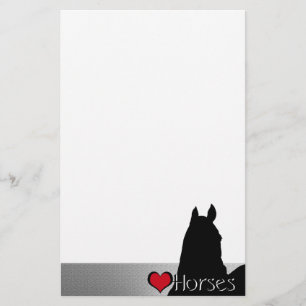 Herzpferde I Rotes Herz (silber metallisch) Briefpapier