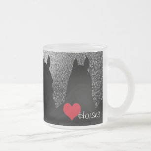 Herzpferde I Rotes Herz (silber metallisch) Mattglastasse