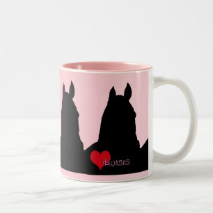 Herzpferde I (verblasstes Rosa) Zweifarbige Tasse